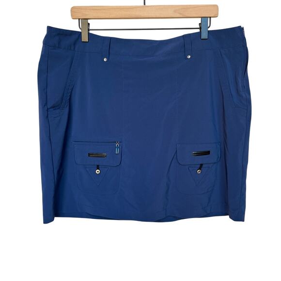 Jamie Sadock Dark Blue Lightweight Stretch Golf Multi-Pocket Skort w Flaws sz 16 - Picture 1 of 12